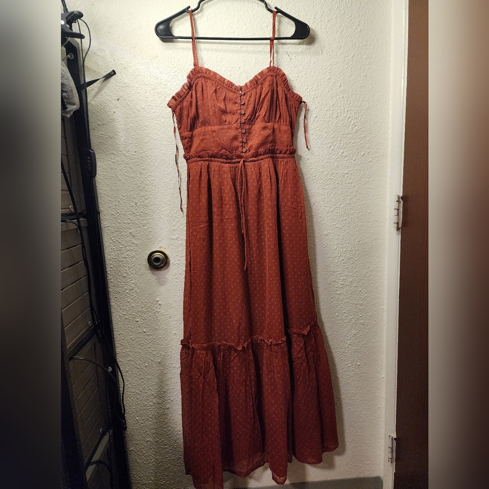 Patrons of Peace Swiss dot ruffle dress Maxi